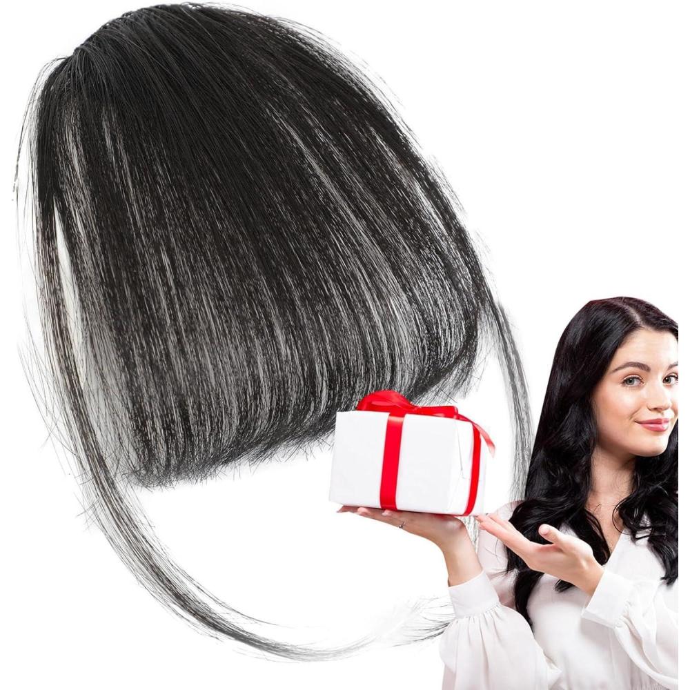 image:imageExtensions de Frange  Clip Cheveux HumainsFrange  Clip Cheveux Humains  Clip sur Air Bangs French Bangs  Clip de couleur naturelle sur lextension de cheveux de frange soigne extensionsNatural black