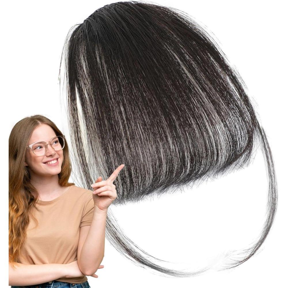 image:imageExtensions de Frange  Clip Cheveux HumainsFrange  Clip Cheveux Humains  Clip sur Air Bangs French Bangs  Clip de couleur naturelle sur lextension de cheveux de frange soigne extensionsbrown black