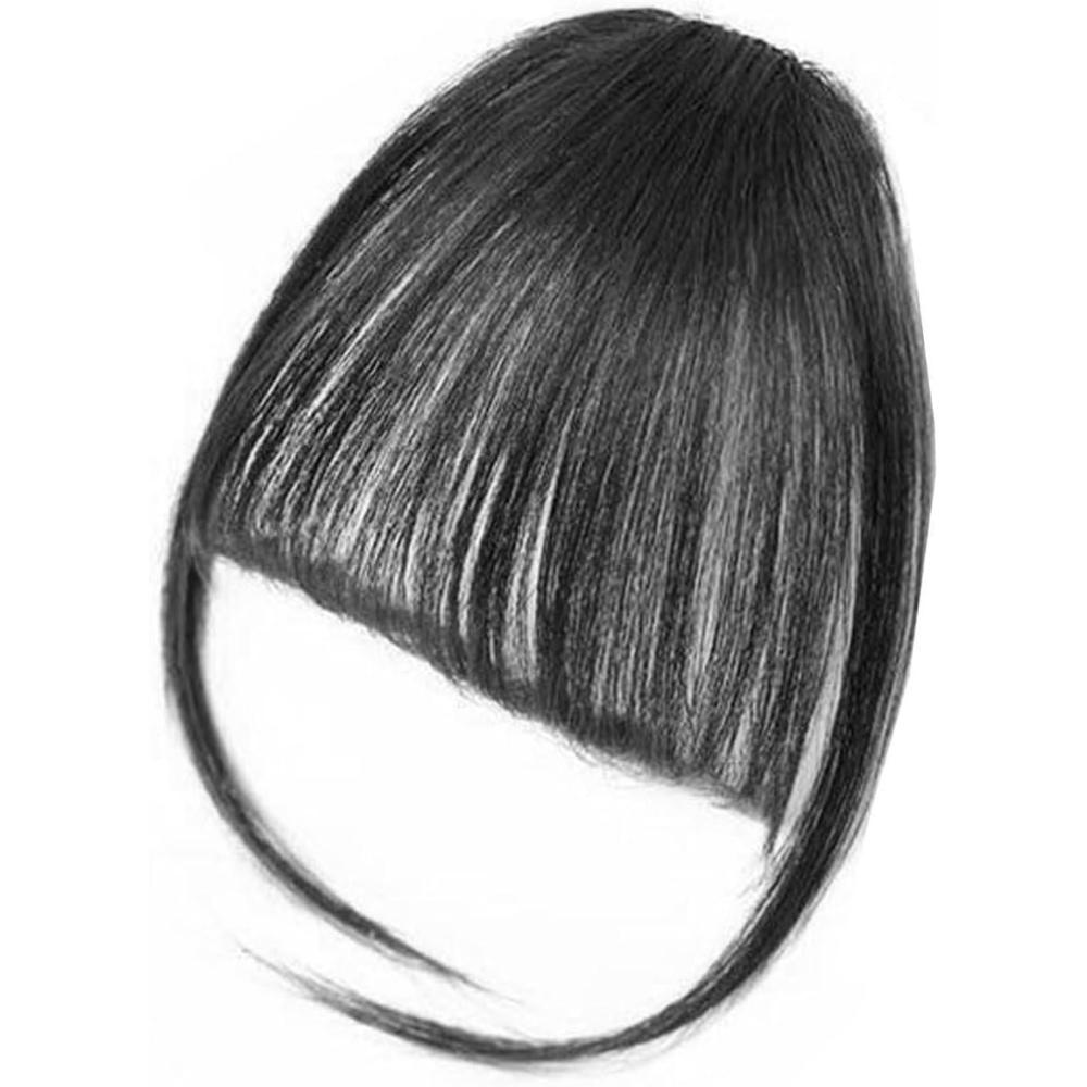 image:imageFrange  Clip en Cheveux Naturels Frange Are avec Tempes Postiche pour Femme Noir