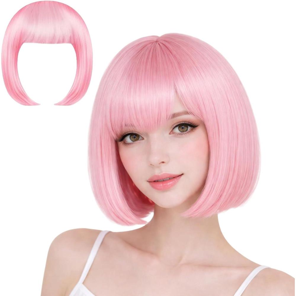 image:imageWigs Bob Wigs Pour Carnival Perruques De Cheveux Raides Pour Femmes Fiesta Motto Party Fiesta Perruques Femmes Courtes NoirRose