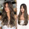 Ombre Brun Blond-Curtain Bangs